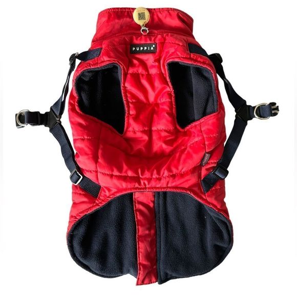 PUPPIA Mountaineer II Dog Coat with Integrated Harness in Red - Picture 1 of 7